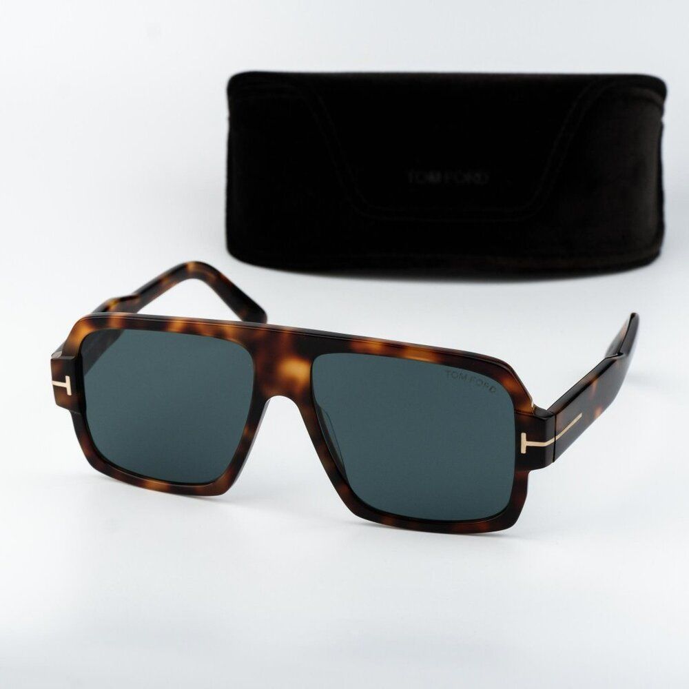 Tom Ford Camden Men Sunglasses Havana Blue Pilot Ft0933/S 53v New Authentic